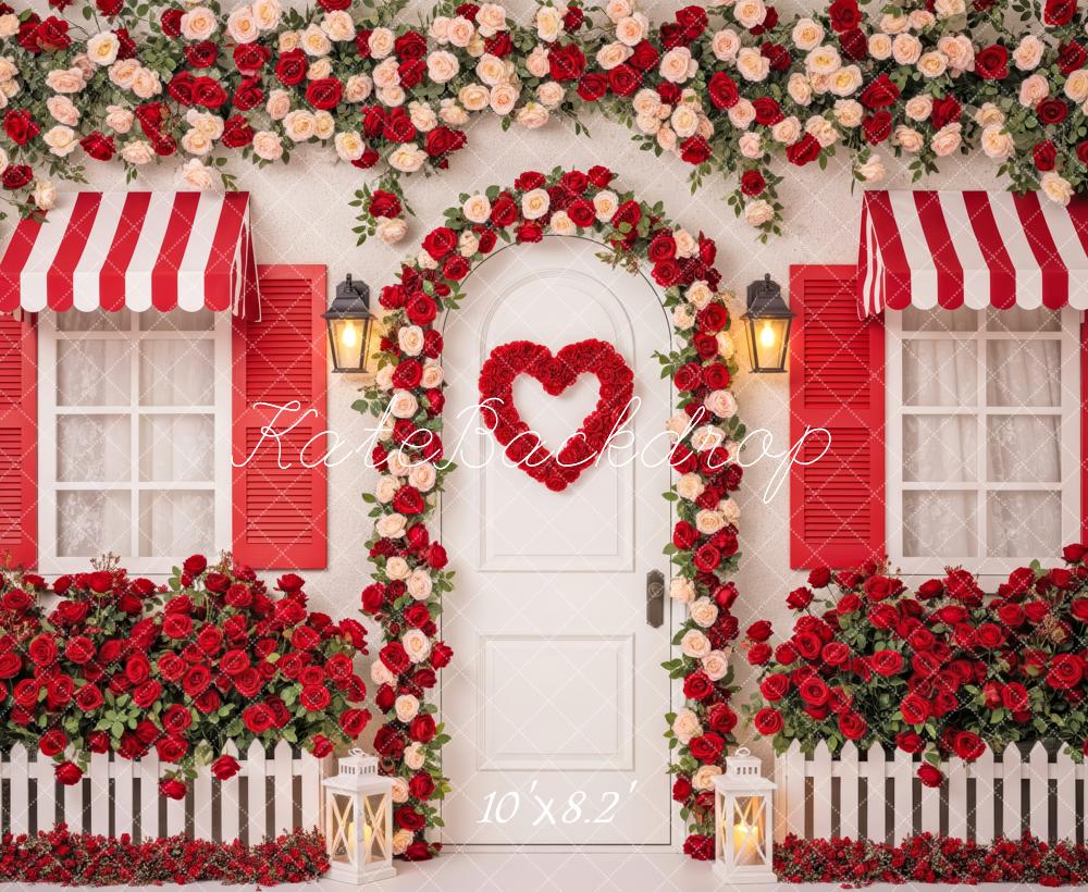 Kate Valentine Red Rose Cottage Striped Awning Backdrop Designed by Patty Robert - Image 8