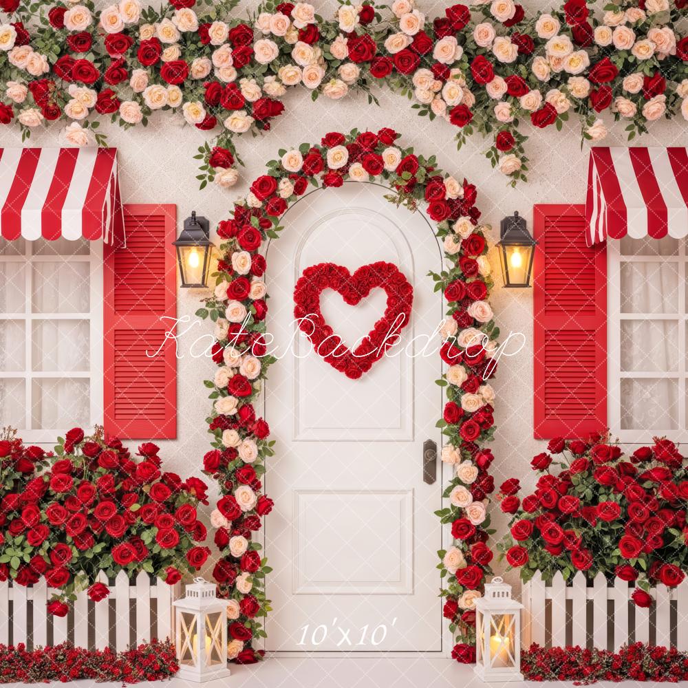 Kate Valentine Red Rose Cottage Striped Awning Backdrop Designed by Patty Robert - Image 9