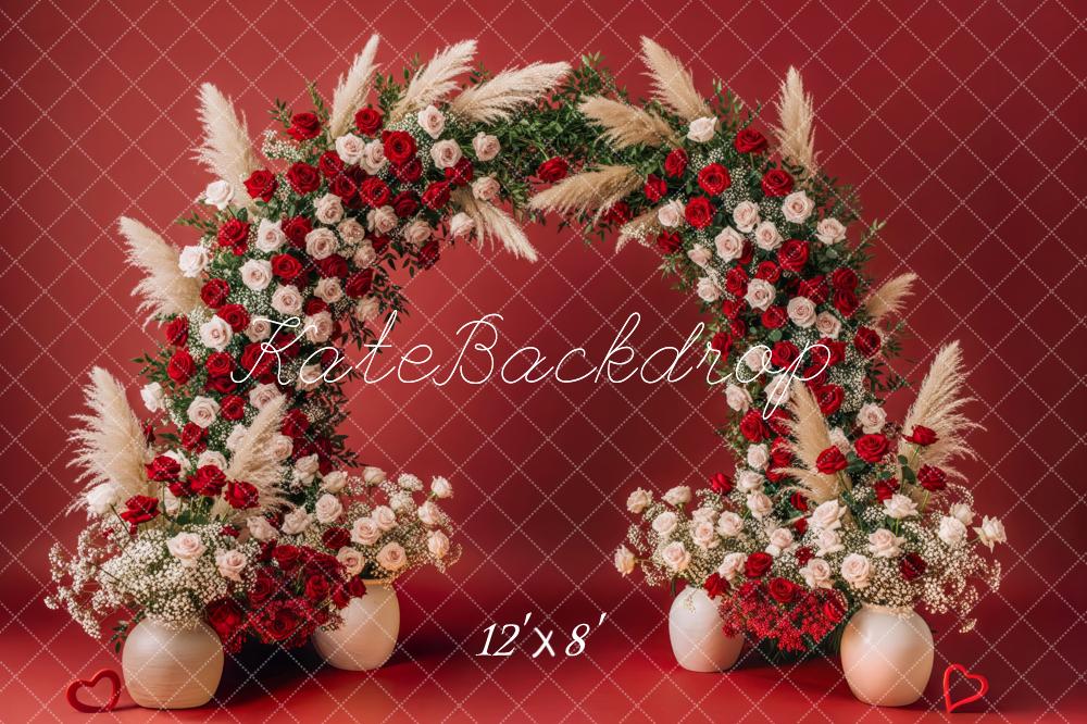 Kate Red Roses Arch Greenery Fleece Backdrop Designed by Patty Robert - Image 4