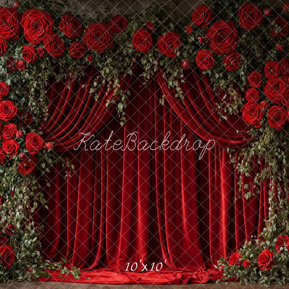 Kate Valentine Red Roses Curtain Backdrop Designed by Emetselch - Image 7