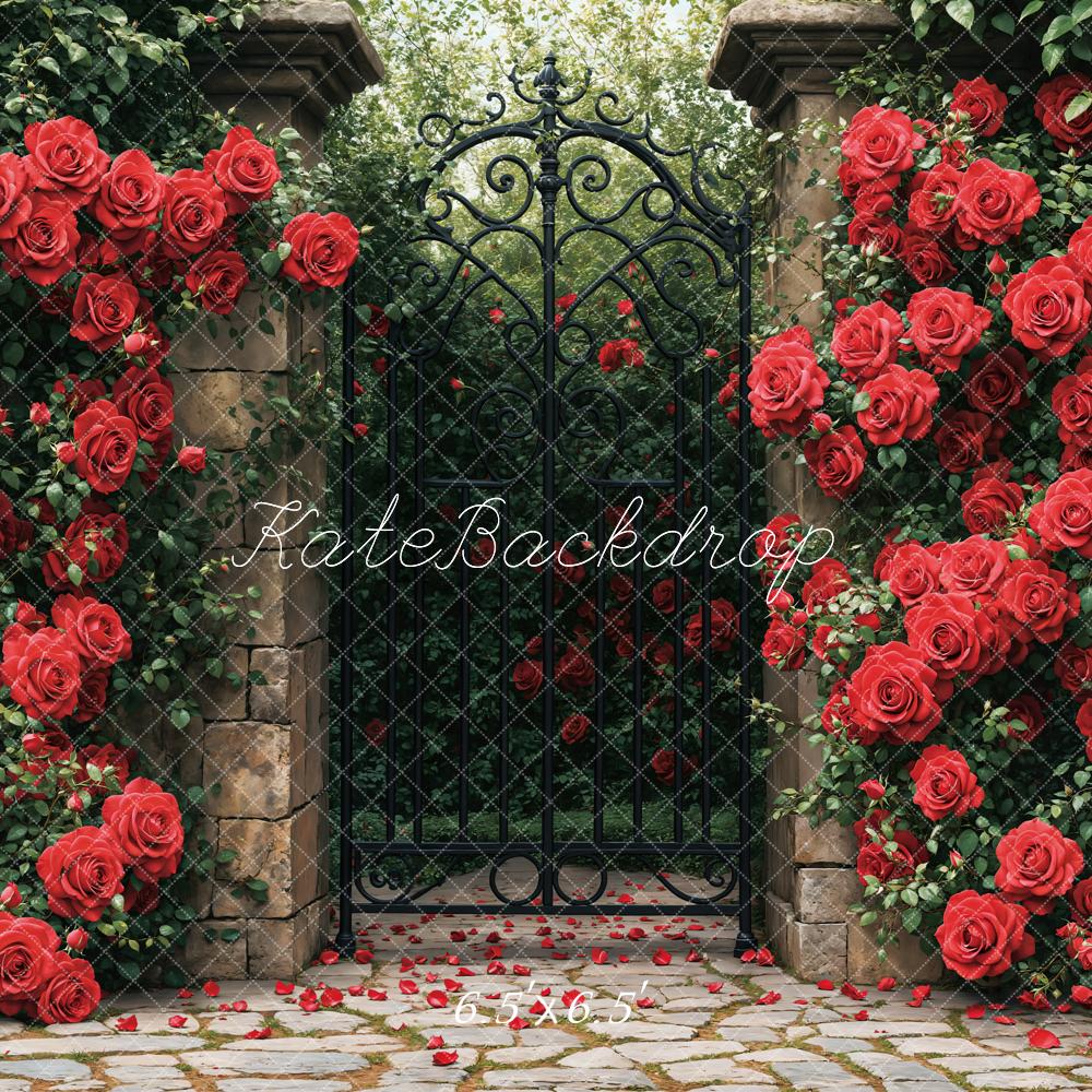 Kate Red Roses Garden Gate Backdrop Designed by Emetselch - Image 5