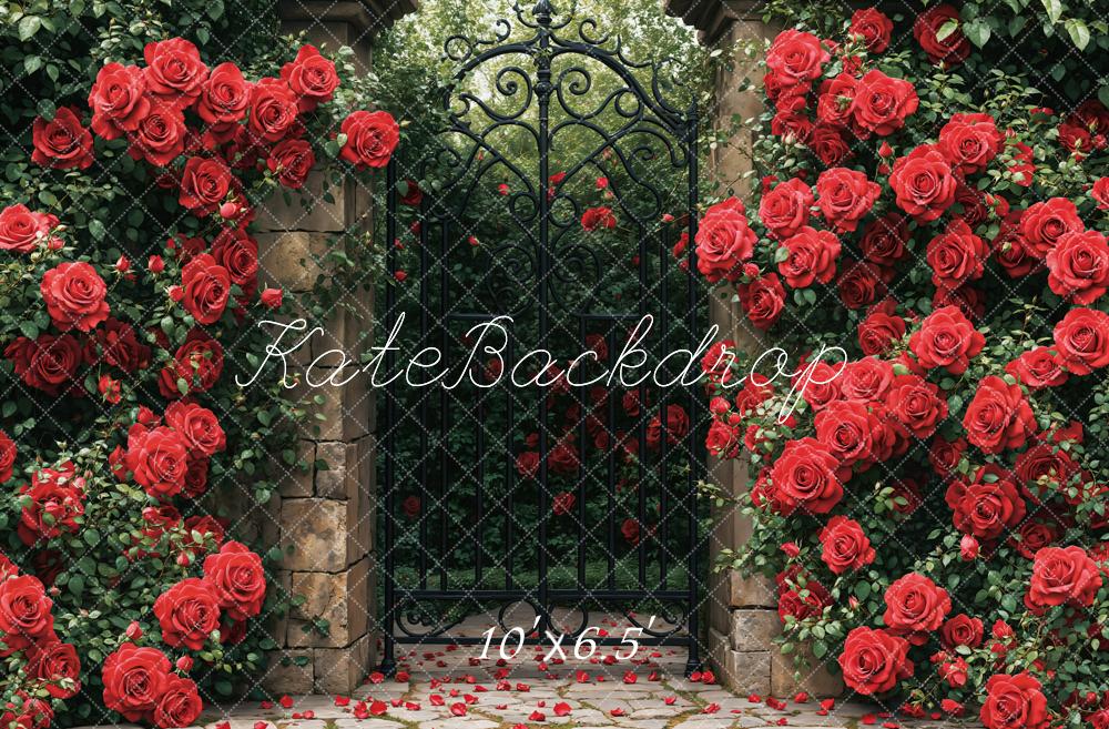 Kate Red Roses Garden Gate Backdrop Designed by Emetselch - Image 6