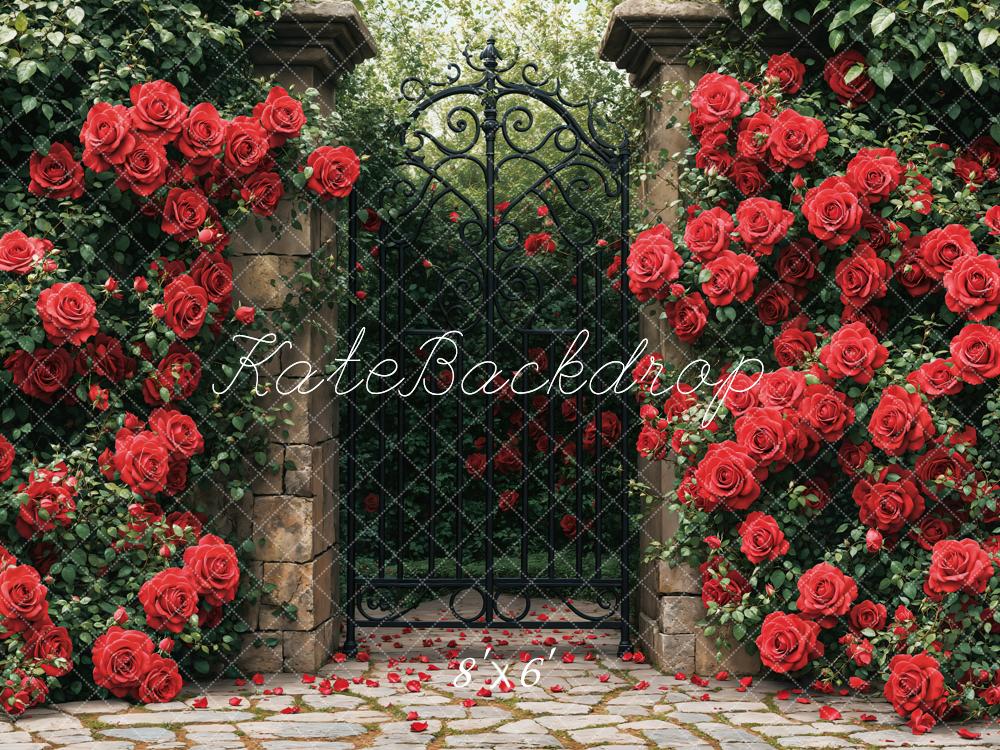 Kate Red Roses Garden Gate Backdrop Designed by Emetselch - Image 7