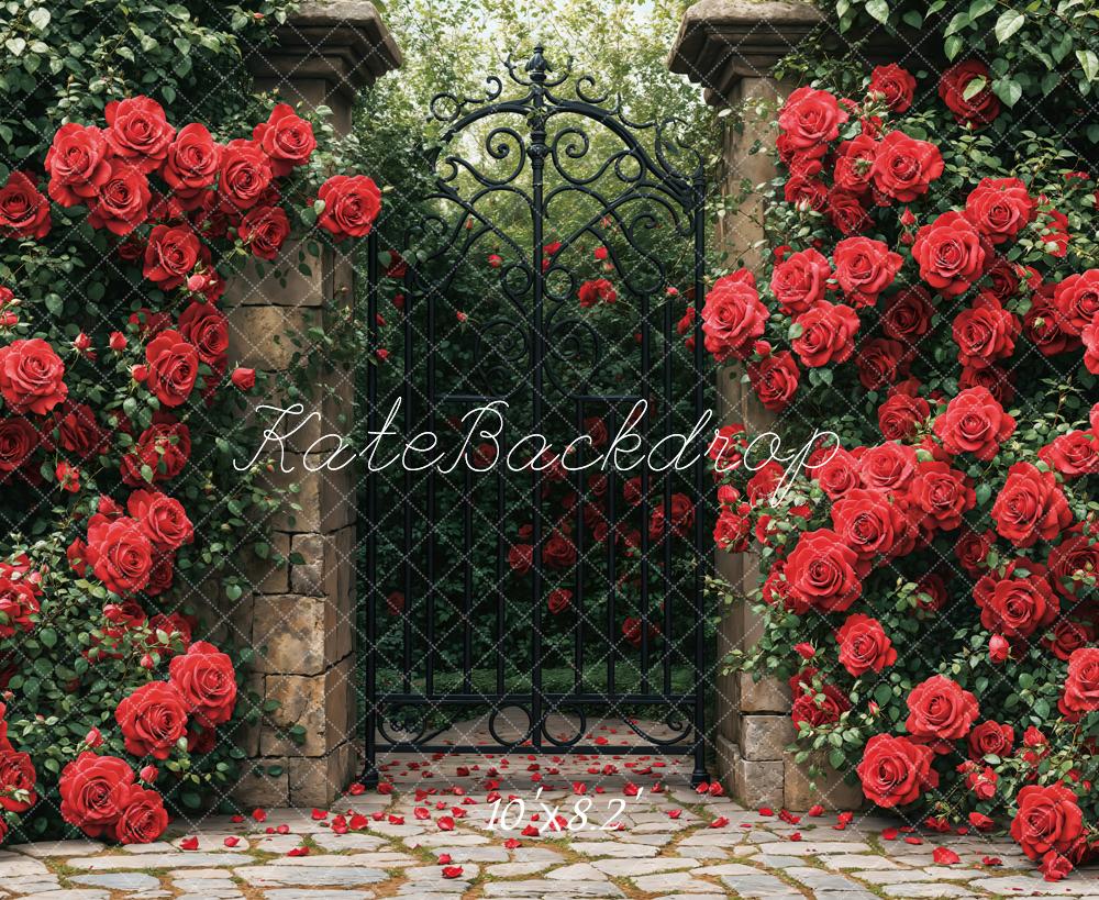 Kate Red Roses Garden Gate Backdrop Designed by Emetselch - Image 8