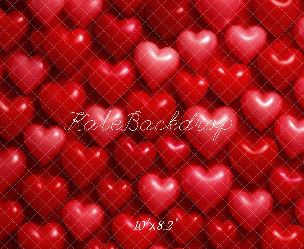 Kate Red Shiny Heart Pattern Fleece Backdrop Designed by Megan Leigh Photography - Image 3