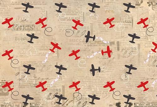 Kate Retro Planes Valentines Backdrop for Photography designed by Jerry_Sina - Image 2