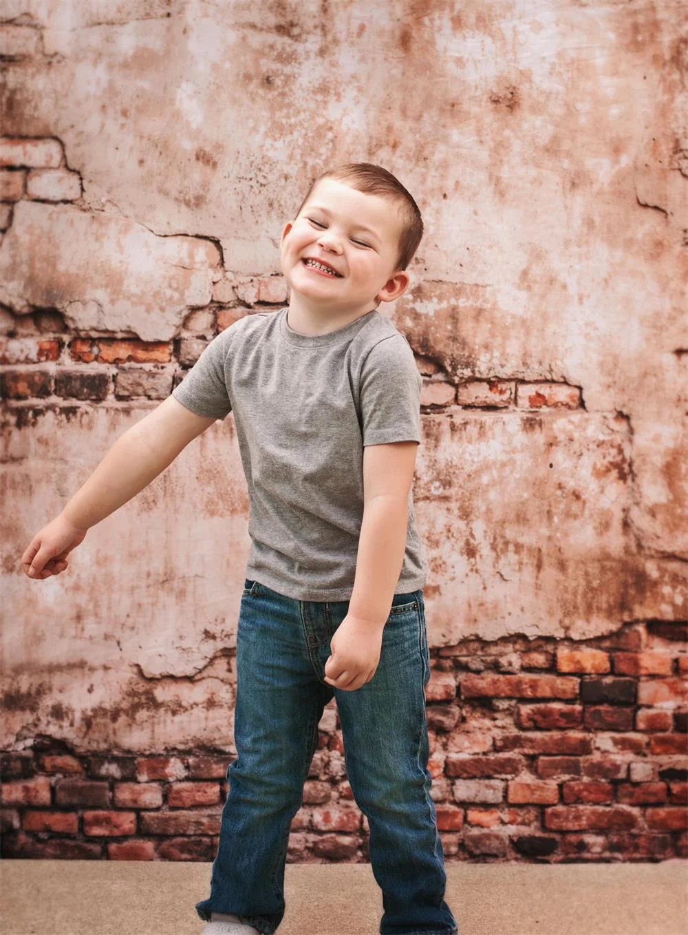 Kate Retro Beige Damaged Brick Wall Backdrop Designed by Kate Image - Image 3