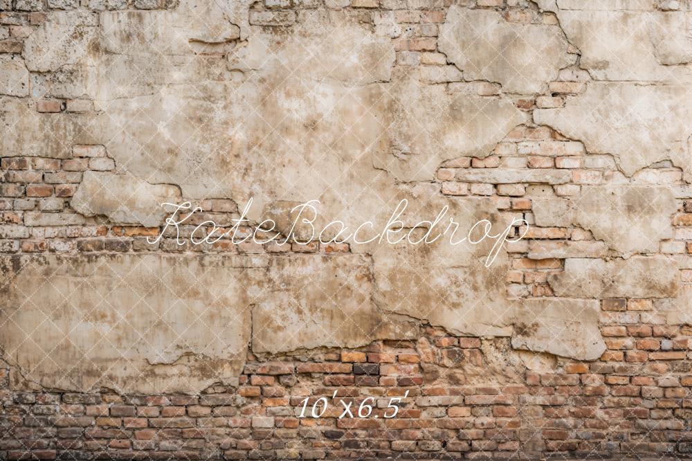 Kate Retro Beige Damaged Brick Wall Backdrop Designed by Kate Image - Image 6