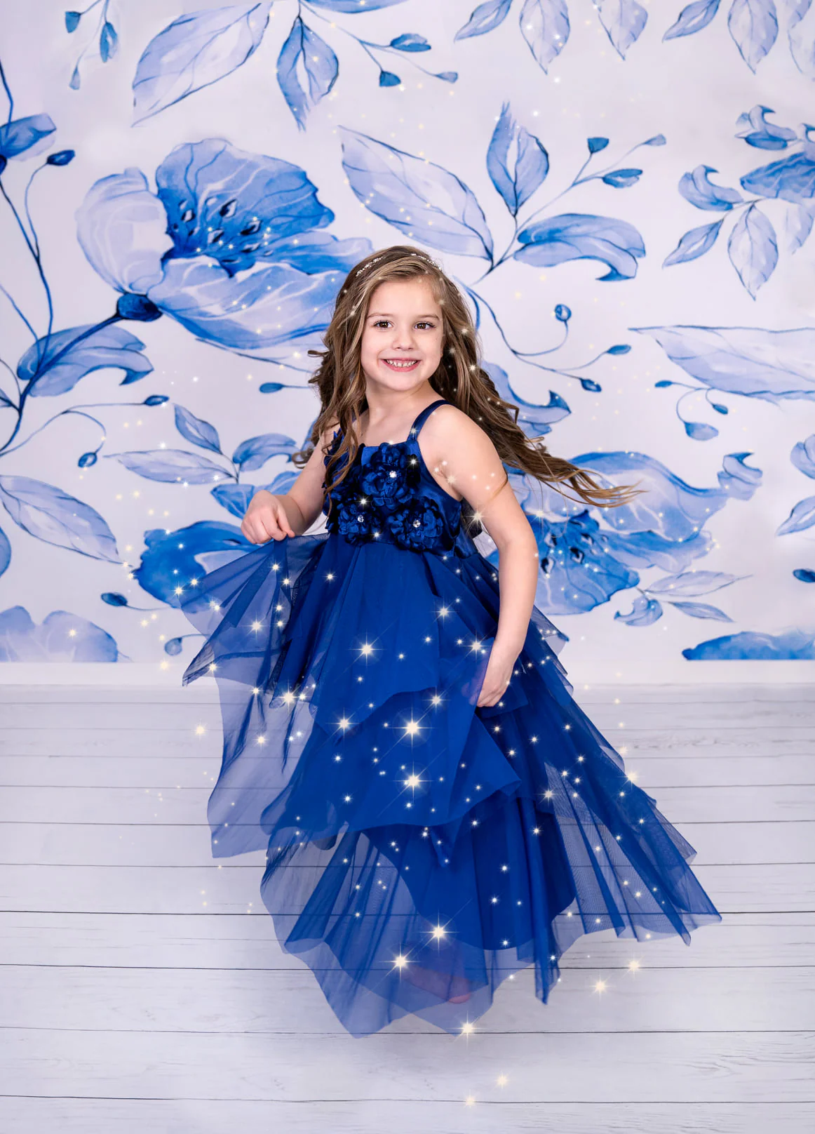 Kate Retro Blue Flower Backdrop for Photography - Image 7