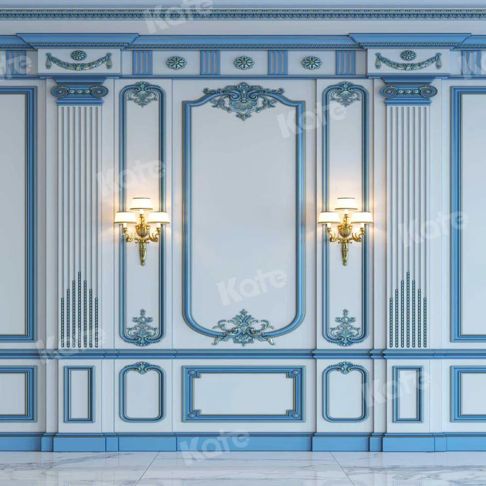 Kate Retro Blue Wall Wedding Backdrop for photography - Image 2