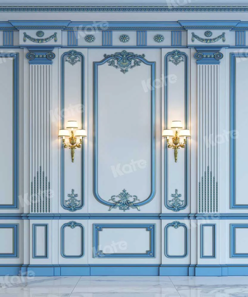 Kate Retro Blue Wall Wedding Backdrop for photography - Image 3