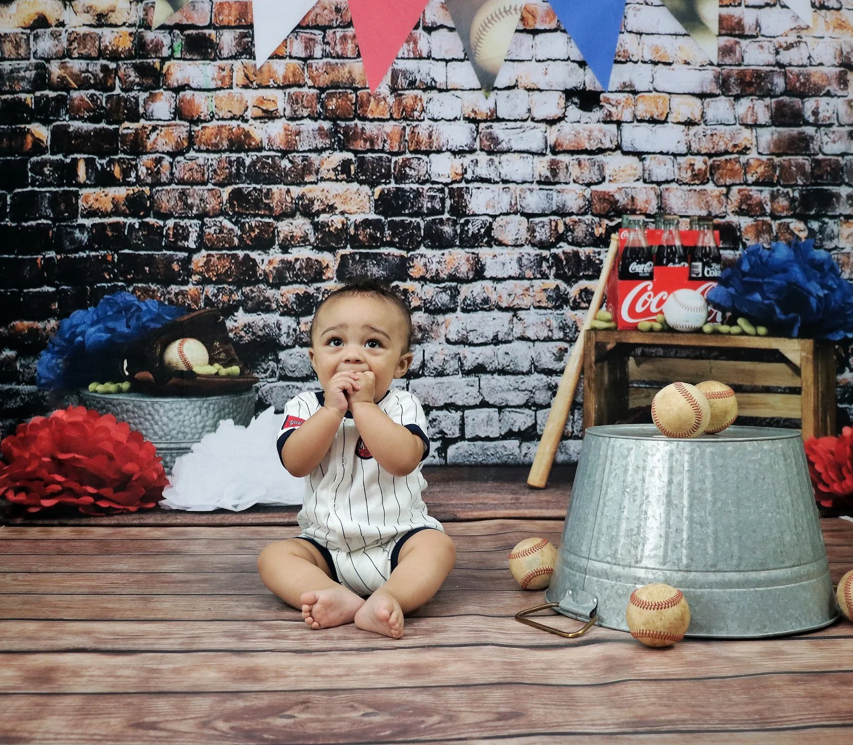 Kate Retro Brick Wall Baseball Theme Backdrop for sports Photography Designed by Leann West - Image 7