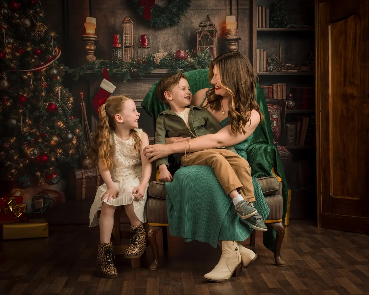 Kate Christmas Tree Fireplace Santa Warm House Fleece Backdrop for Photography - Image 4