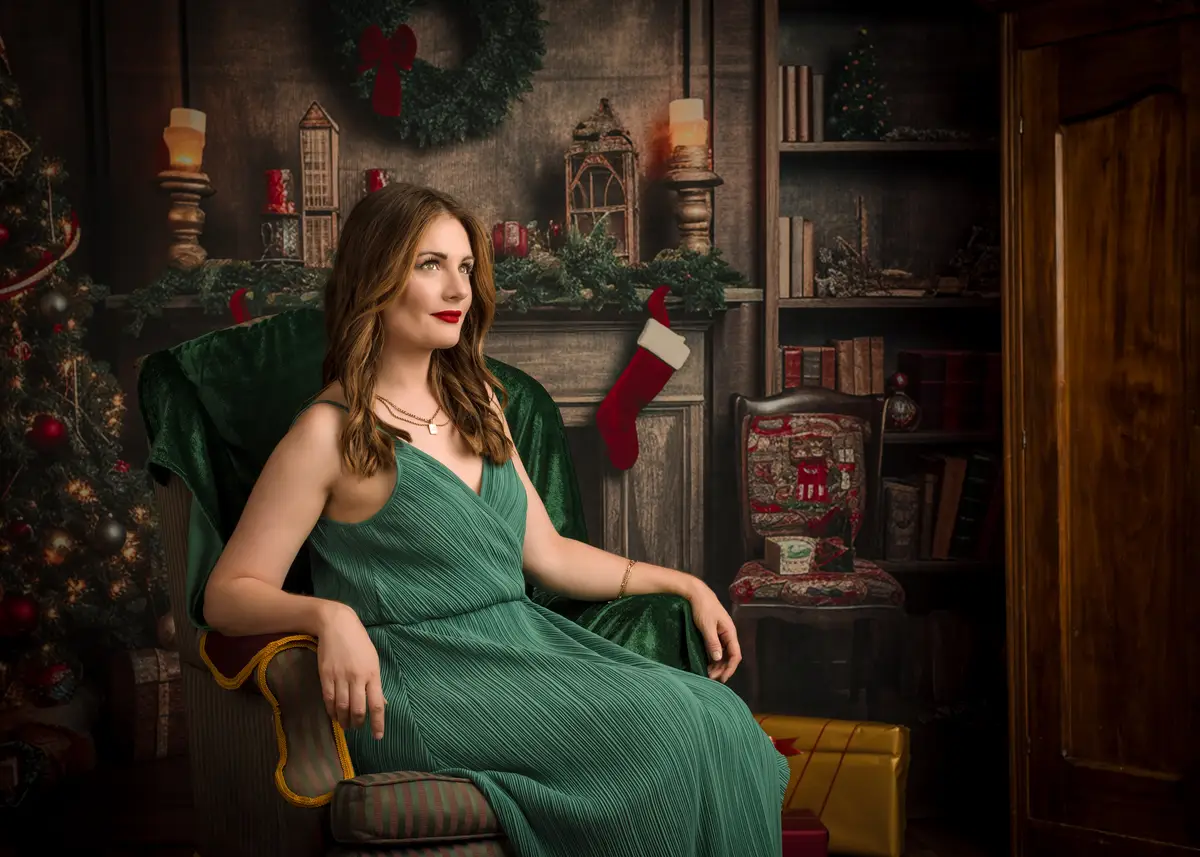 Kate Christmas Tree Fireplace Santa Warm House Fleece Backdrop for Photography - Image 5