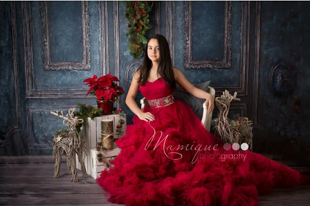 Kate Retro Deep Blue Wall Door Photography Backdrops Wedding - Image 12