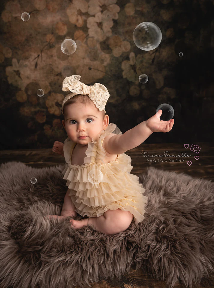 Kate Retro Fine Art Flower Brown Tone Backdrop for Photography - Image 3