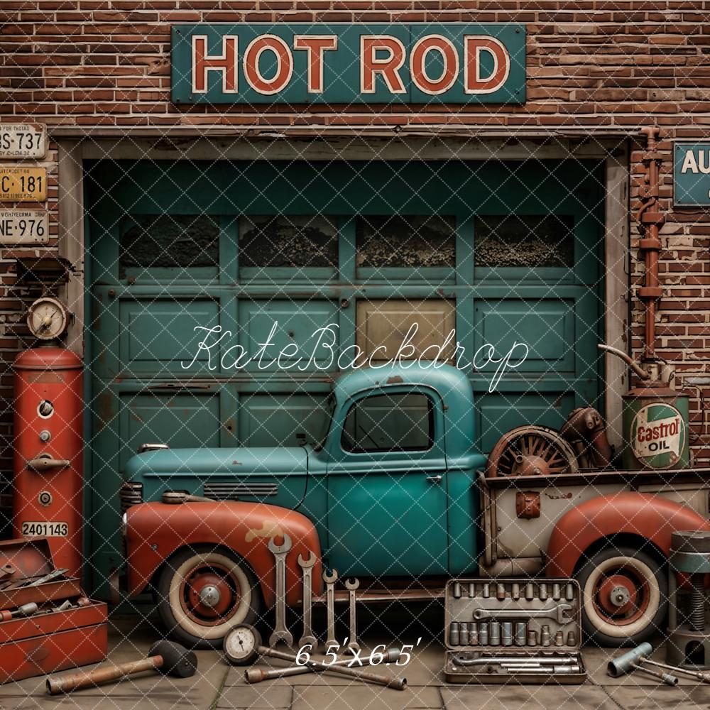Kate Retro Garage Truck Tools Backdrop Designed by Emetselch - Image 2