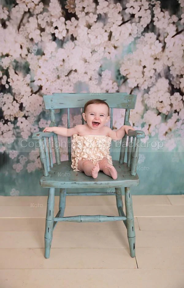 Kate Retro Green Background With Pink Flowers Backdrops for Children - Image 6