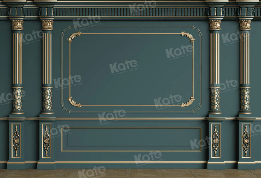 Kate Retro Interior Green Vintage Wall Golden Backdrop for photography - Image 2