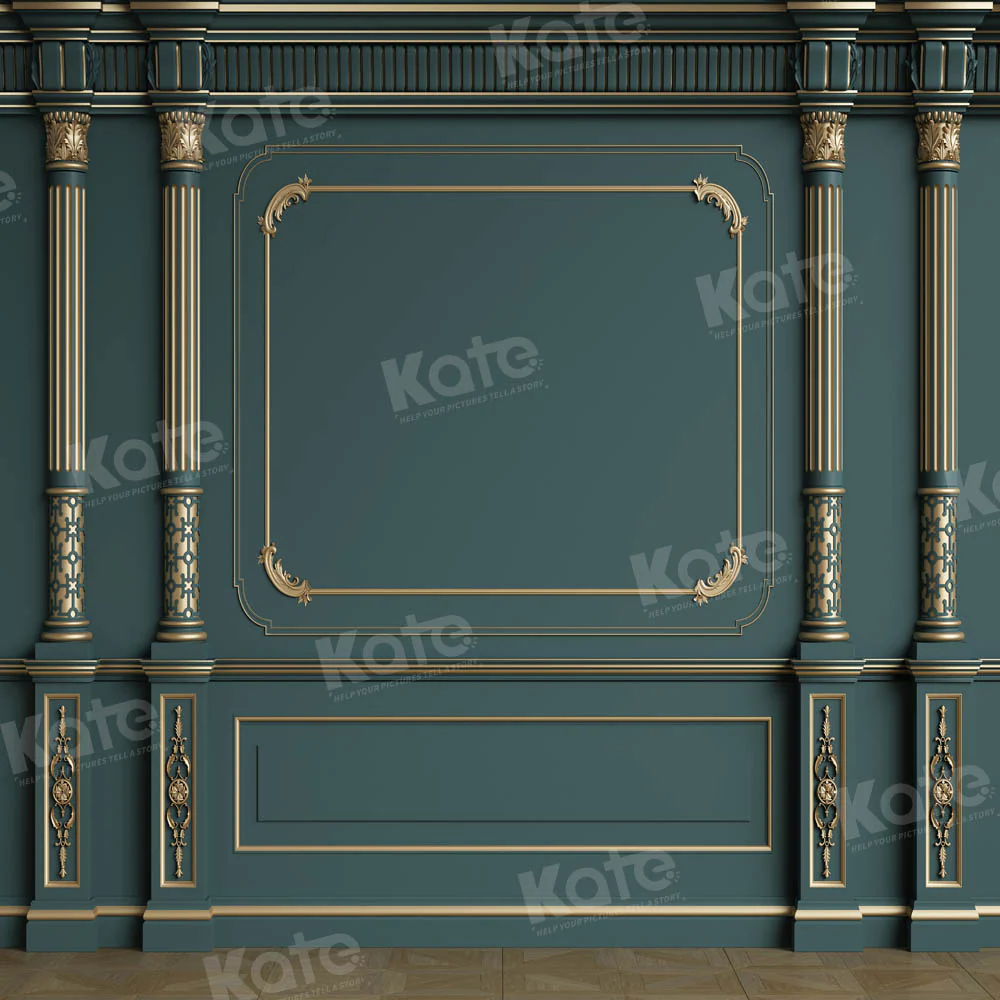 Kate Retro Interior Green Vintage Wall Golden Backdrop for photography - Image 7