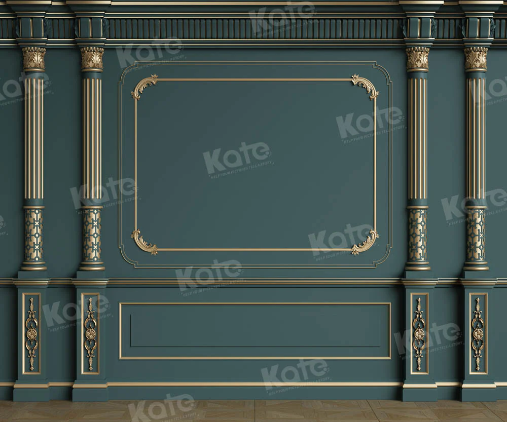 Kate Retro Interior Green Vintage Wall Golden Backdrop for photography - Image 8