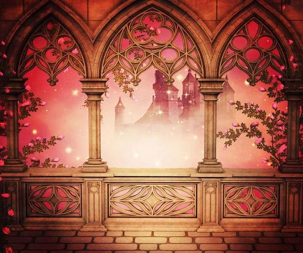 Kate Retro Building Red Castle Scenery Background for wedding - Image 2