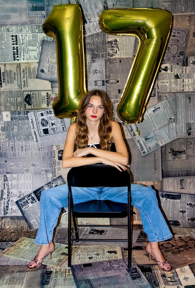 Kate Valentine Retro Old Vintage Newspaper Wall Backdrop Designed by Kerry Anderson - Image 3