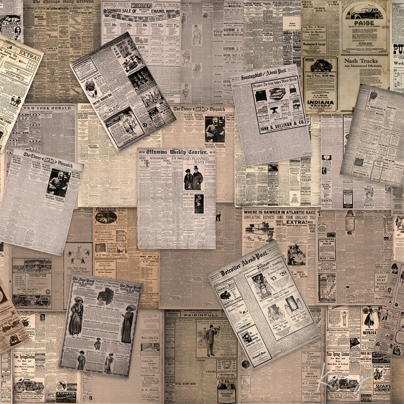 Kate Valentine Retro Old Vintage Newspaper Wall Backdrop Designed by Kerry Anderson - Image 5