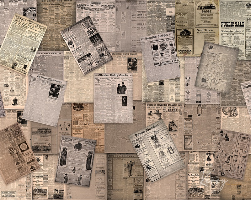 Kate Valentine Retro Old Vintage Newspaper Wall Backdrop Designed by Kerry Anderson - Image 6