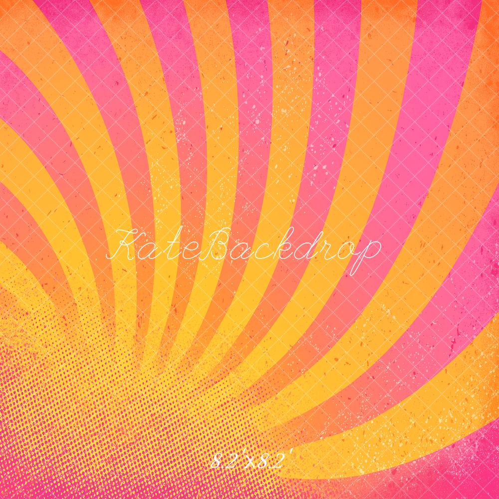 Kate Retro Pink Orange Halftone Rays Backdrop Designed by Angela Marie Photography - Image 5