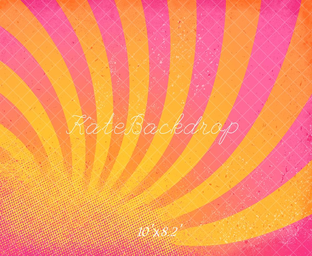 Kate Retro Pink Orange Halftone Rays Backdrop Designed by Angela Marie Photography - Image 6