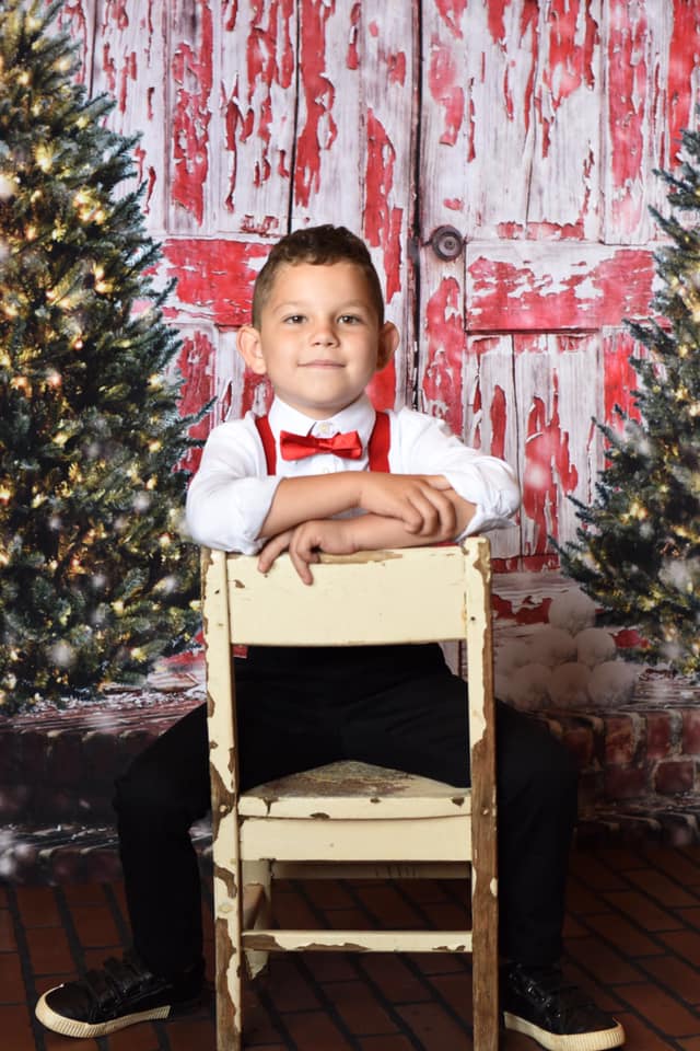 Kate Retro Red Wooden Door Christmas Backdrop Designed by Pamela Gross Hughes - Image 5