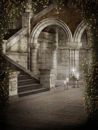 Kate Retro Shabby Grey Castle Photography Backdrops - Image 2