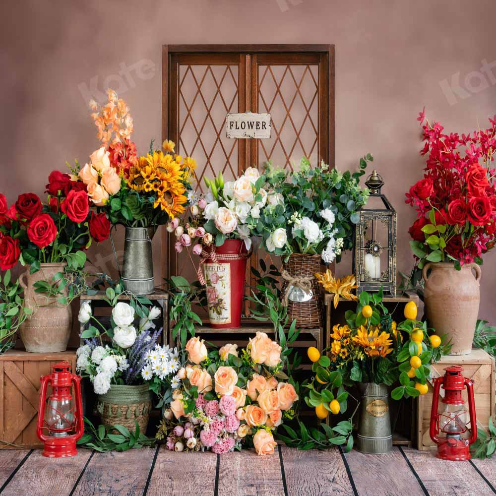 Kate Retro Spring Flower Shop Backdrop Designed by Emetselch - Image 2