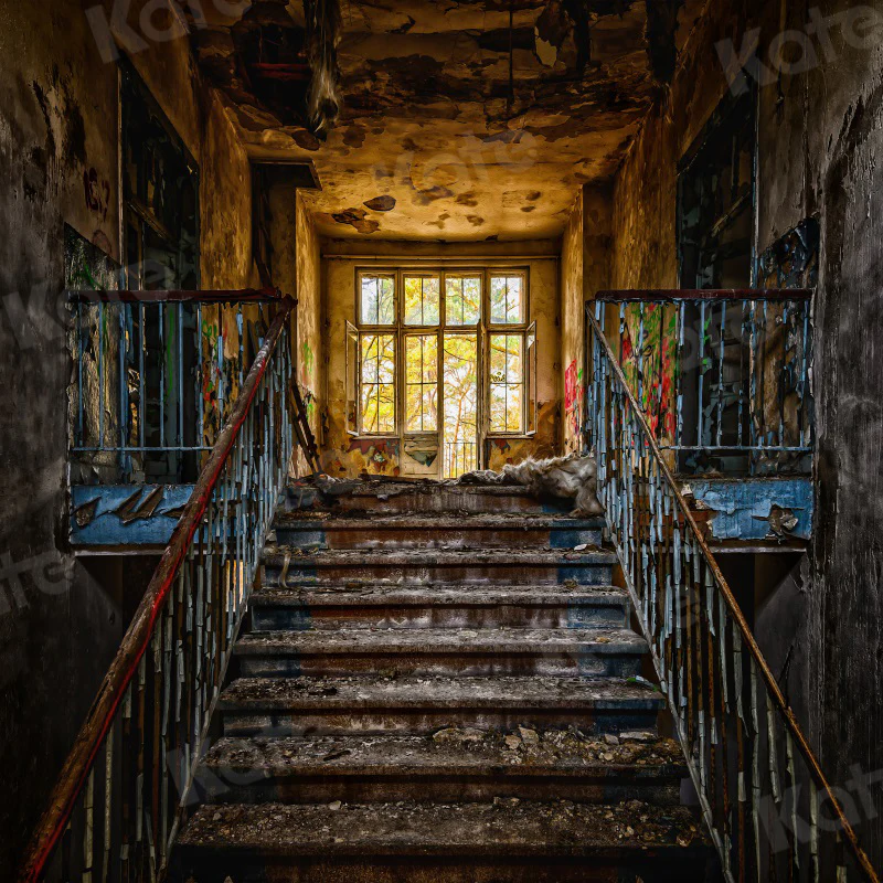 Kate Retro Staircase Abandoned Building Backdrop for Photography - Image 2