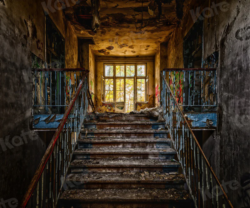 Kate Retro Staircase Abandoned Building Backdrop for Photography - Image 3