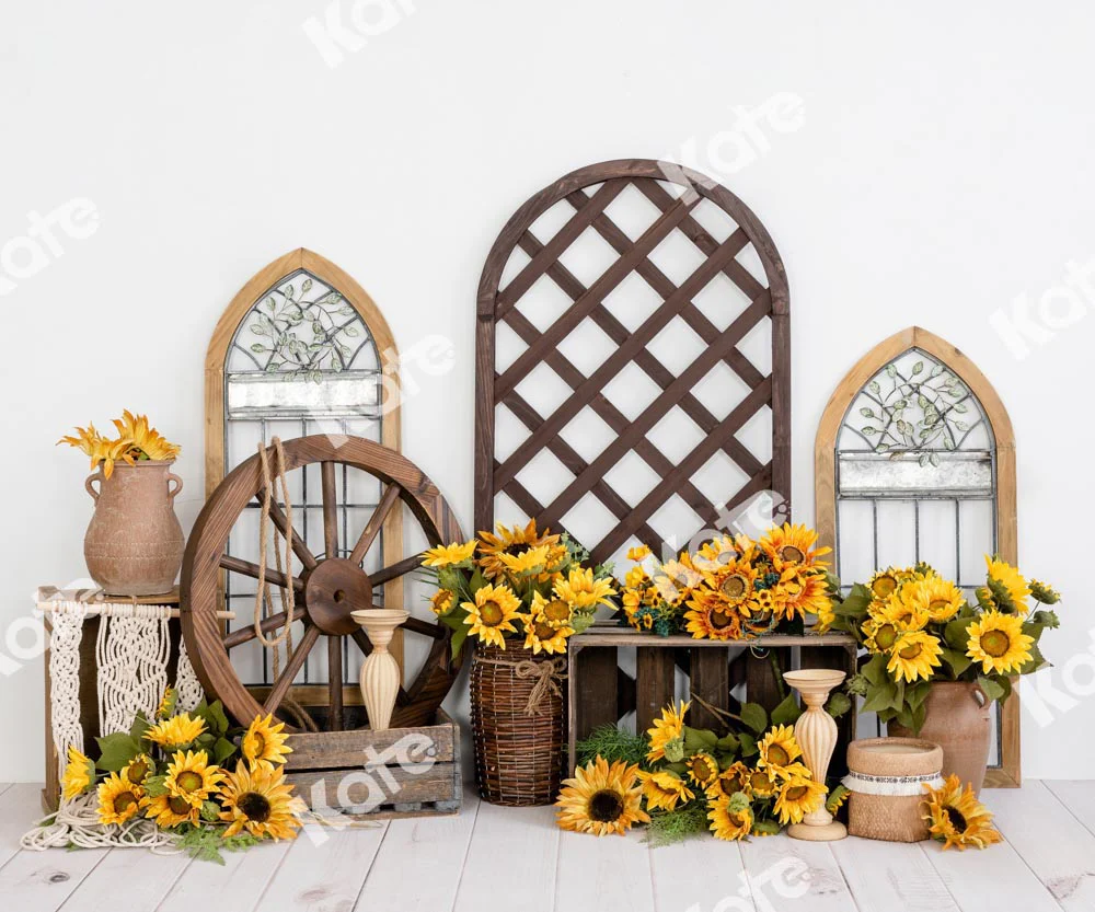 Kate Retro Summer Sunflower Backdrop Designed by Emetselch - Image 3