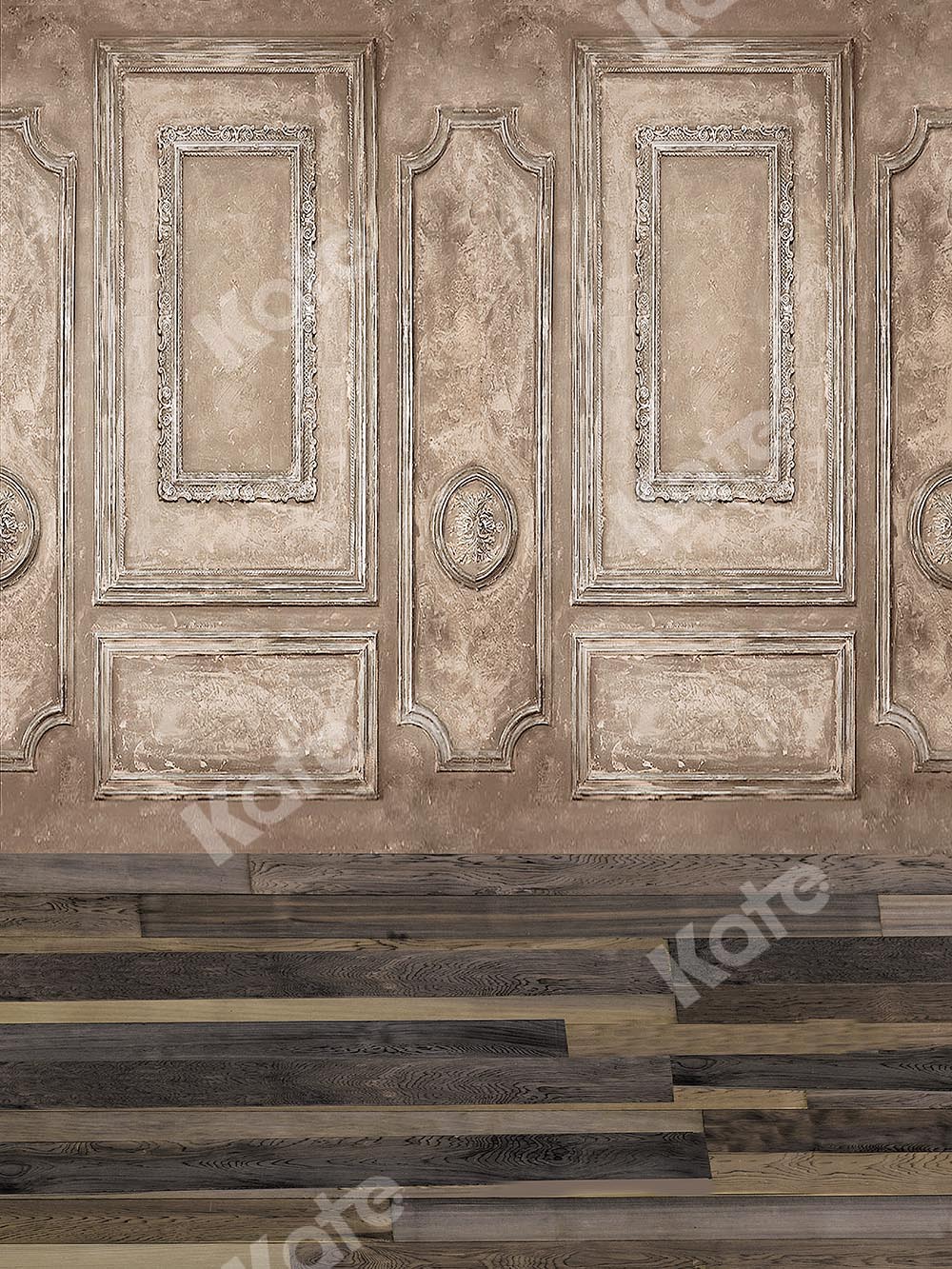 Kate Retro Wall with Wood Floor Backdrop Designed by Chain Photography