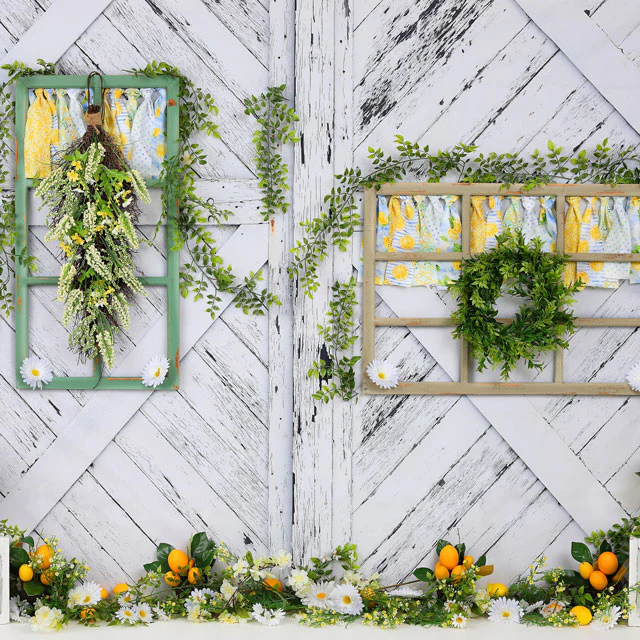 Kate Retro Wood Summer Daisies Lemon Backdrop - Image 7