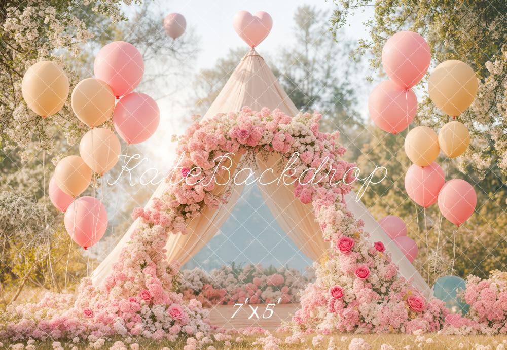 Kate Romantic Floral Arch Balloon Tent Backdrop Designed by Emetselch - Image 2