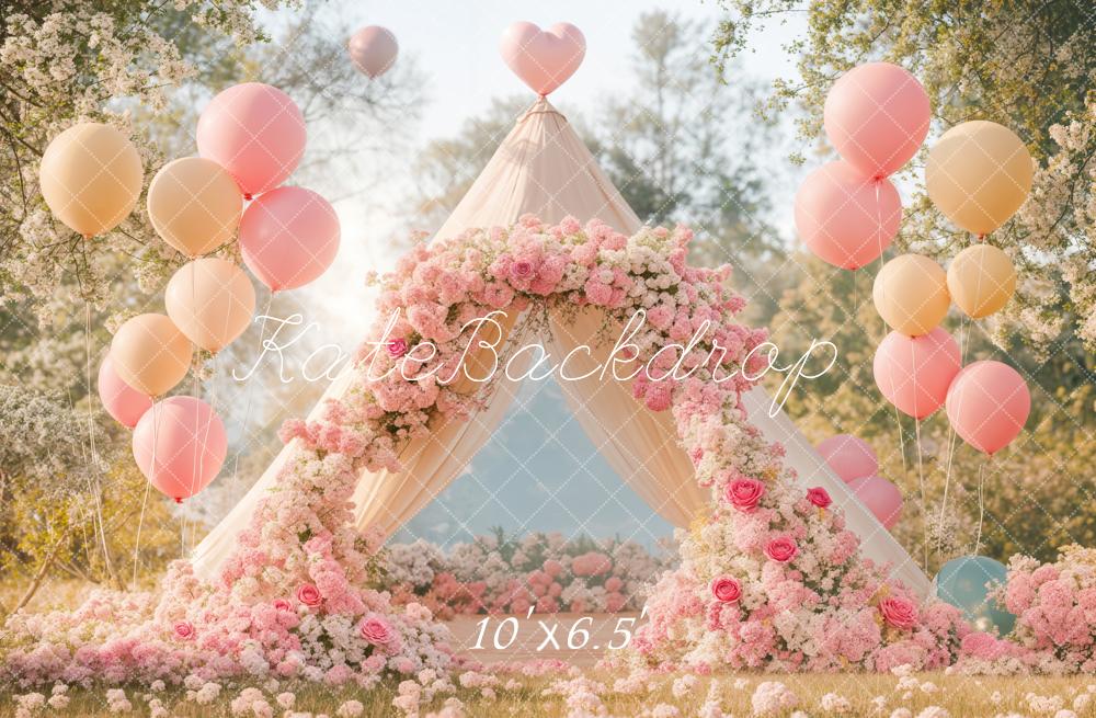 Kate Romantic Floral Arch Balloon Tent Backdrop Designed by Emetselch - Image 3