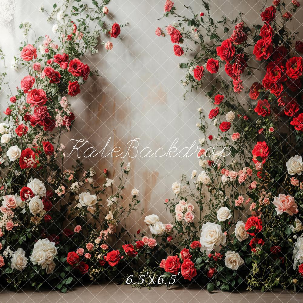Kate Romantic Flower Roses White Wall Backdrop Designed by Emetselch - Image 3