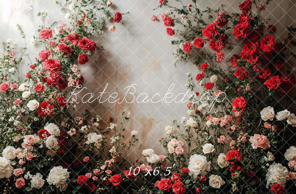 Kate Romantic Flower Roses White Wall Backdrop Designed by Emetselch - Image 5