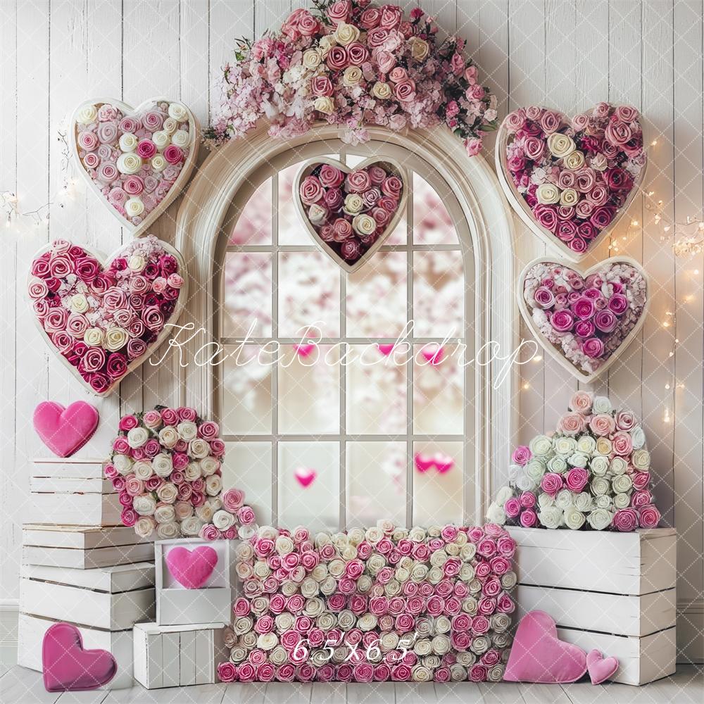 Kate Romantic Heart Roses Window Backdrop Designed by Mini MakeBelieve - Image 2