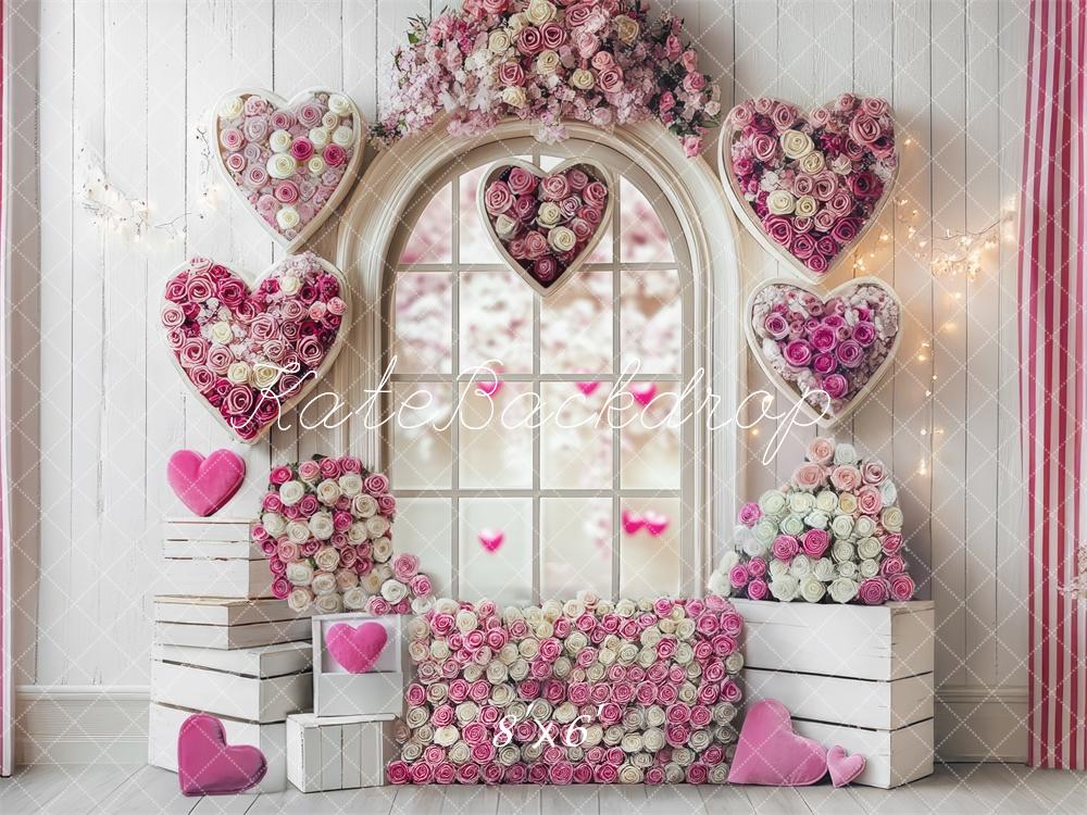 Kate Romantic Heart Roses Window Backdrop Designed by Mini MakeBelieve - Image 3