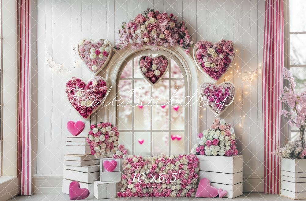 Kate Romantic Heart Roses Window Backdrop Designed by Mini MakeBelieve - Image 4