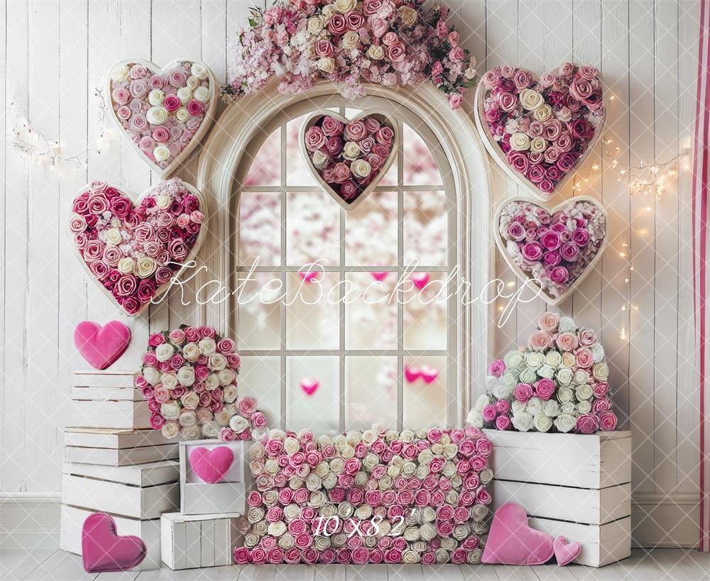 Kate Romantic Heart Roses Window Backdrop Designed by Mini MakeBelieve - Image 5