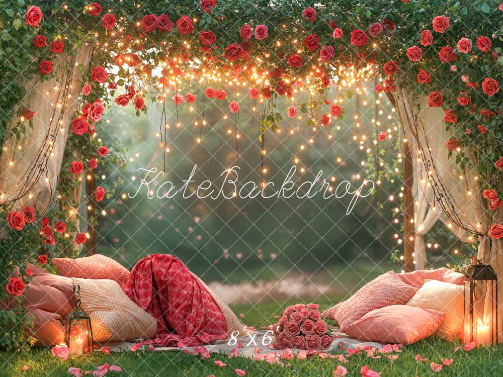 Kate Valentine Rose Arch Fairy Lights Garden Backdrop Designed by Emetselch - Image 3