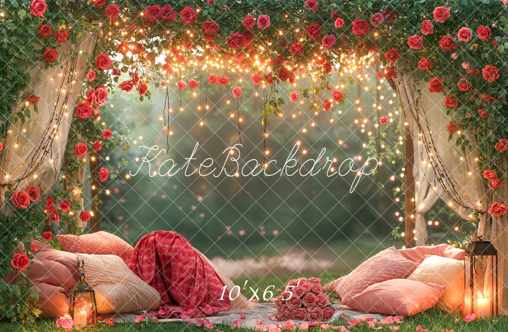 Kate Valentine Rose Arch Fairy Lights Garden Backdrop Designed by Emetselch - Image 4