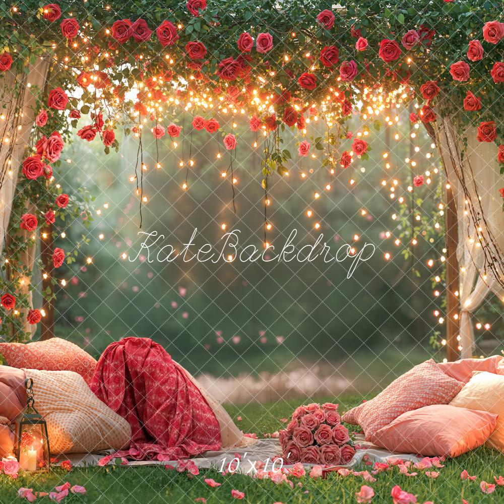 Kate Valentine Rose Arch Fairy Lights Garden Backdrop Designed by Emetselch - Image 7